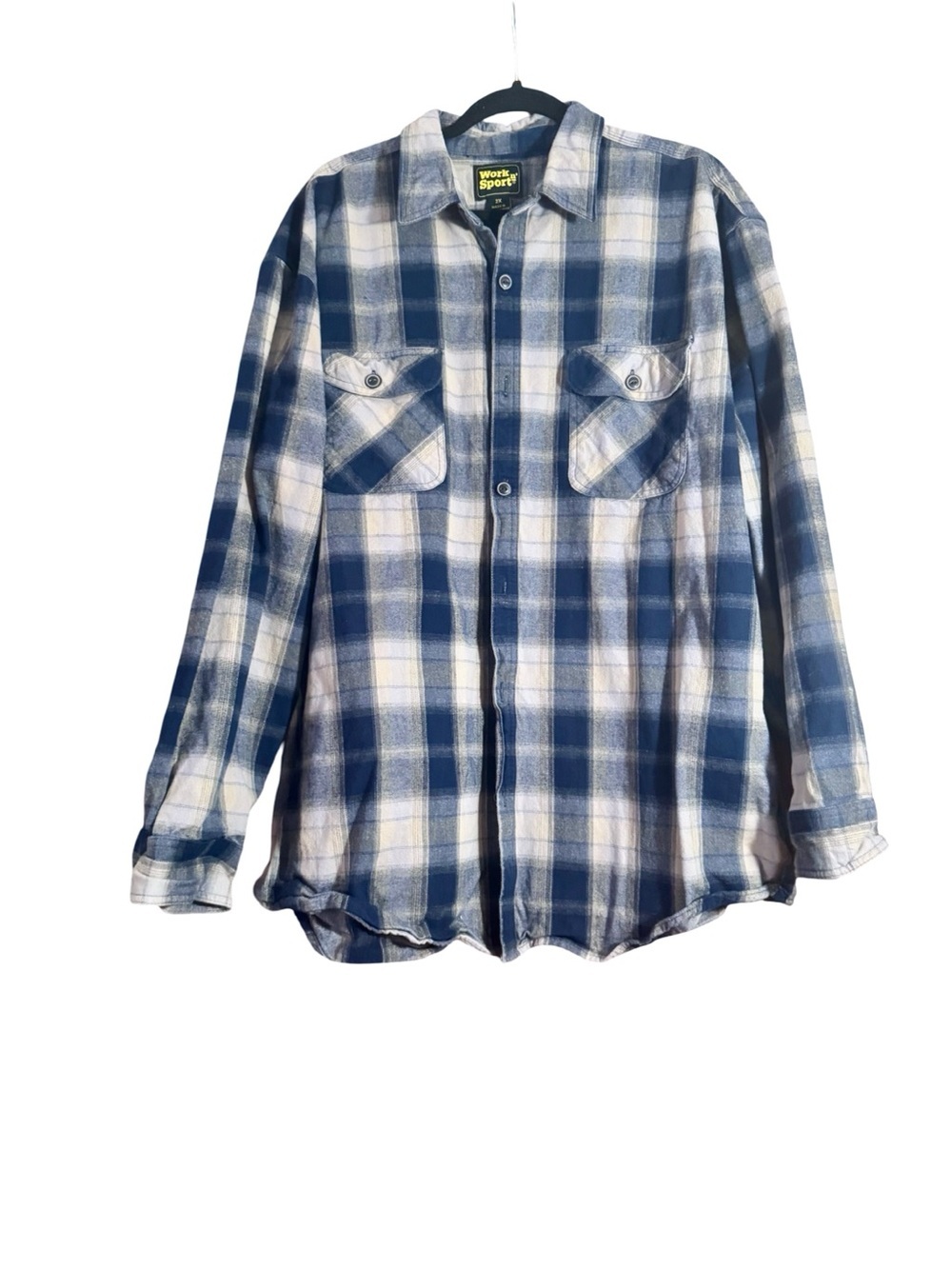 Blue Plaid Long-Sleeve Flannel Button-Down Shirt